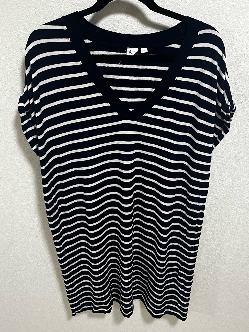 GAP Navy & White V-Neck Striped T-Shirt Dress